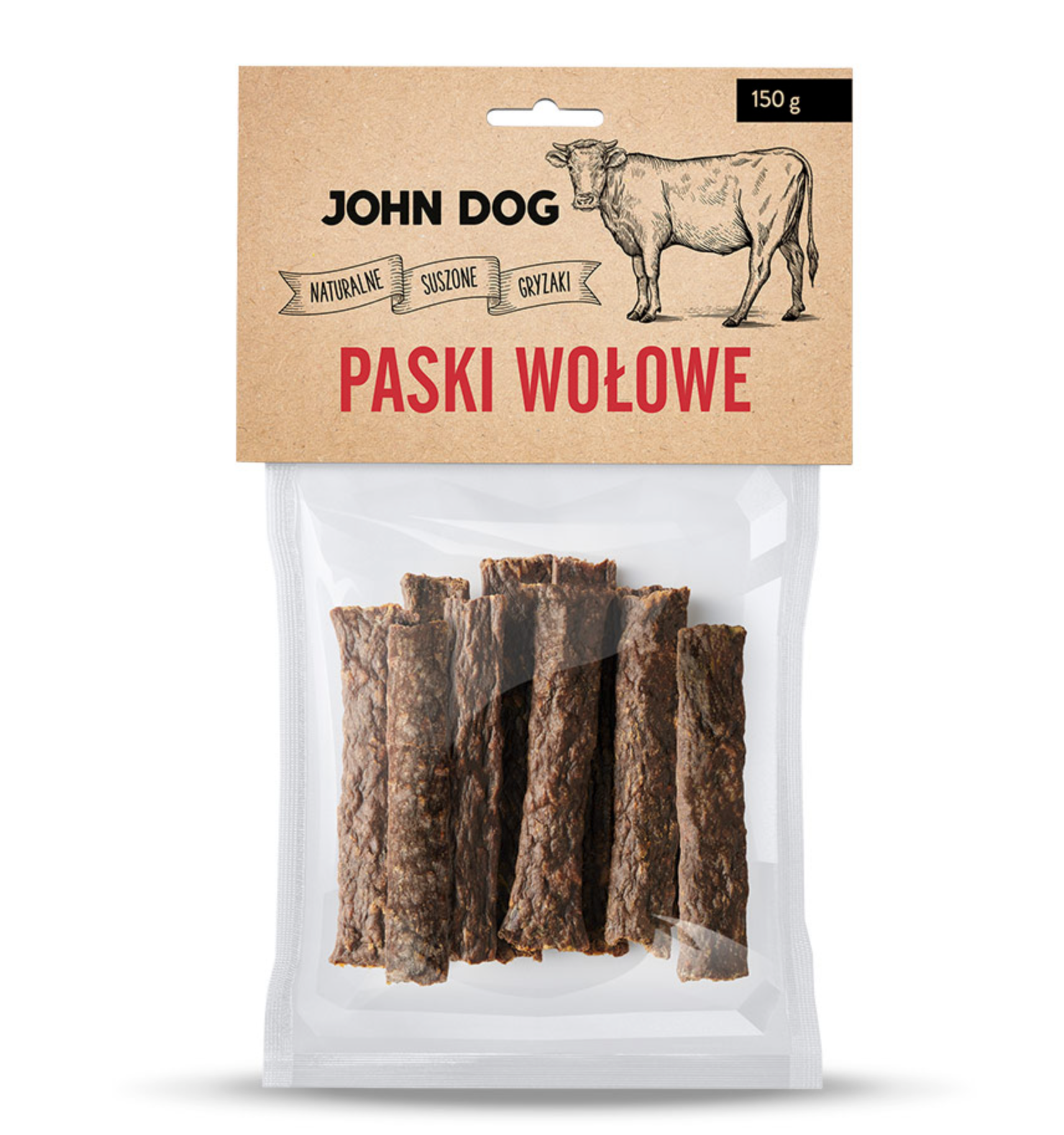 JOHN DOG PRZYSMAKI DLA PSA PASKI WOŁOWE 150G