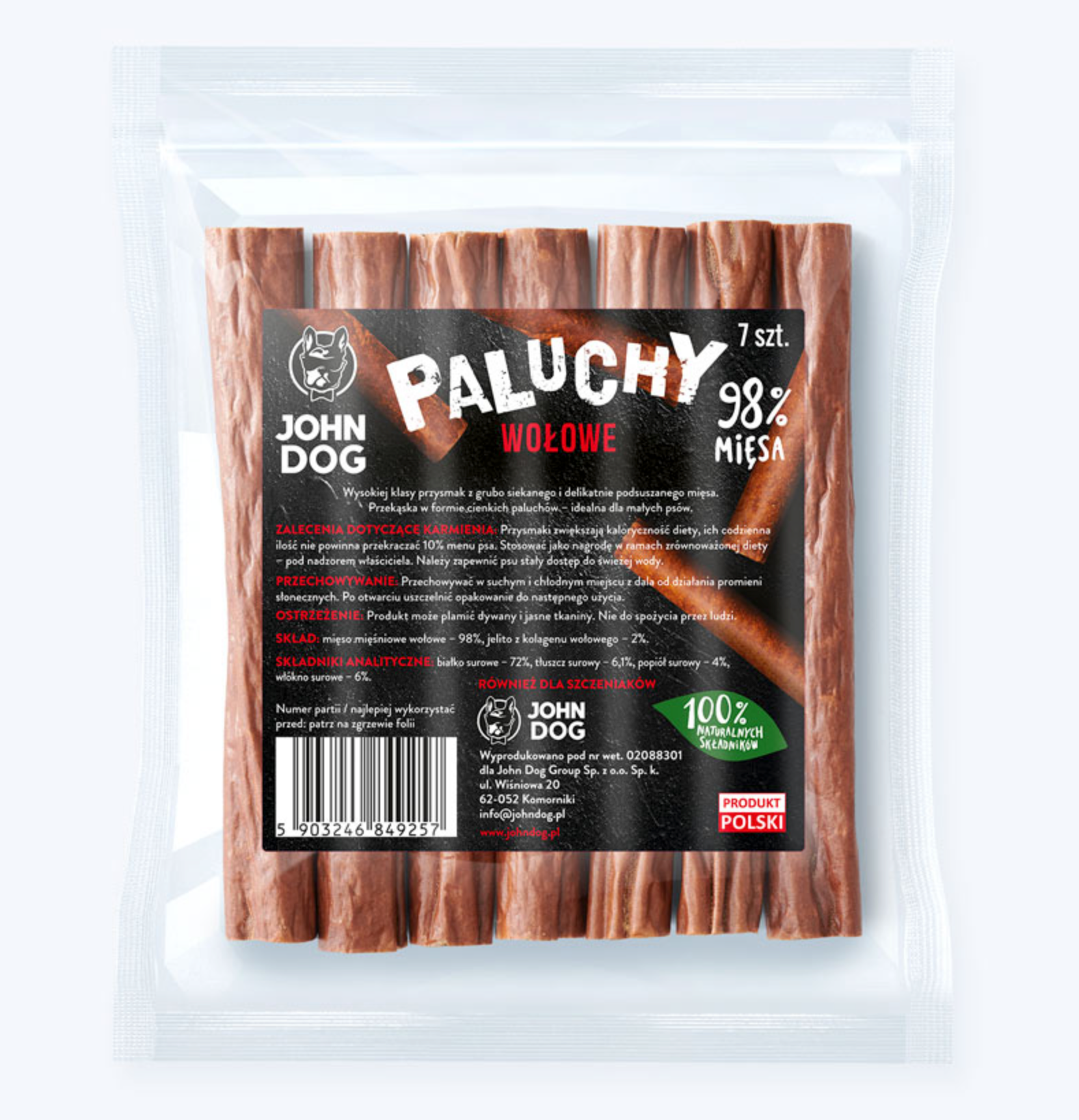 JOHN DOG PRZYSMAKI DLA PSA PALUCH WOŁOWY 7 SZT