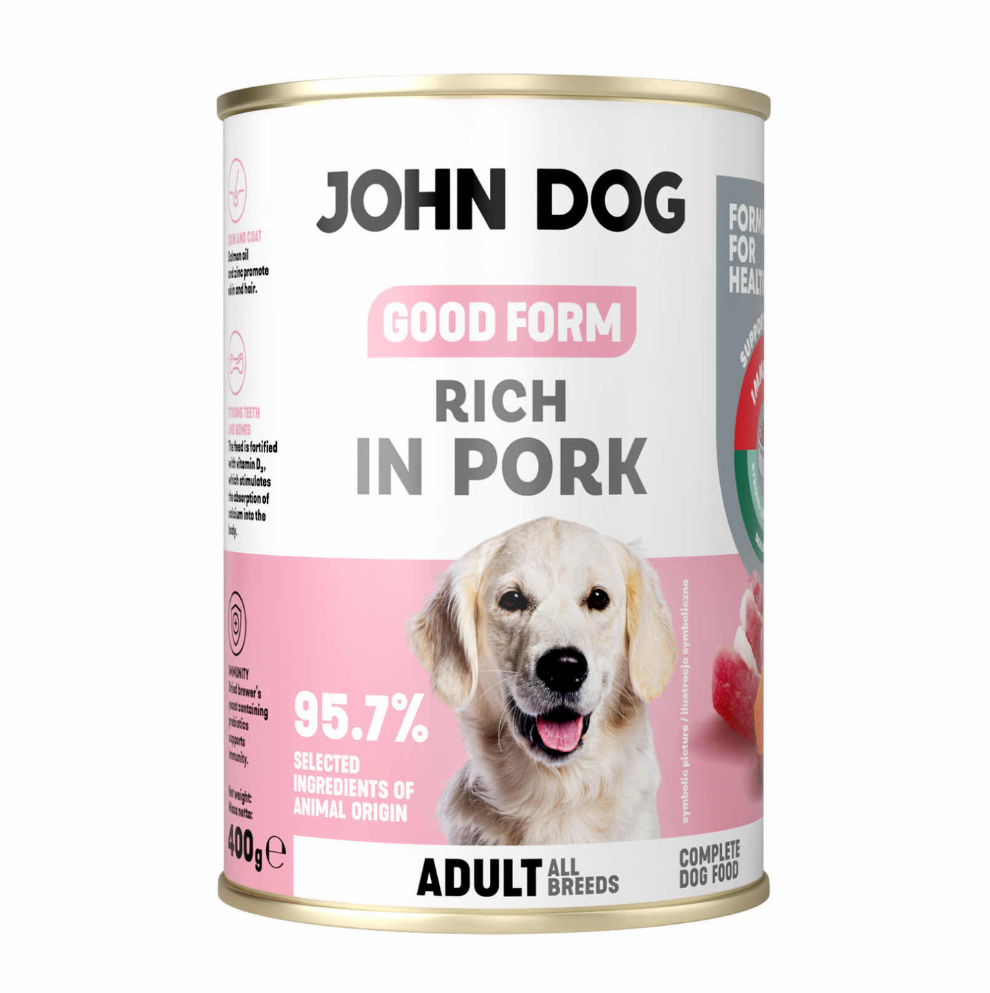 JOHN DOG GOOD FORM MOKRA KARMA DLA PSA BOGATA W WIEPRZOWINĘ 400G