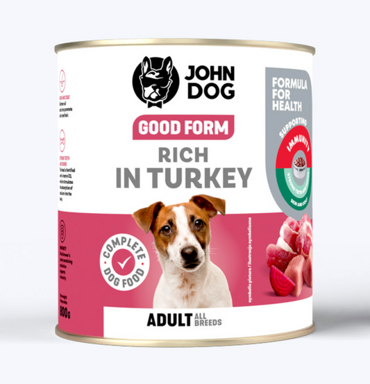 JOHN DOG GOOD FORM MOKRA KARMA DLA PSA BOGATA W INDYKA 800G