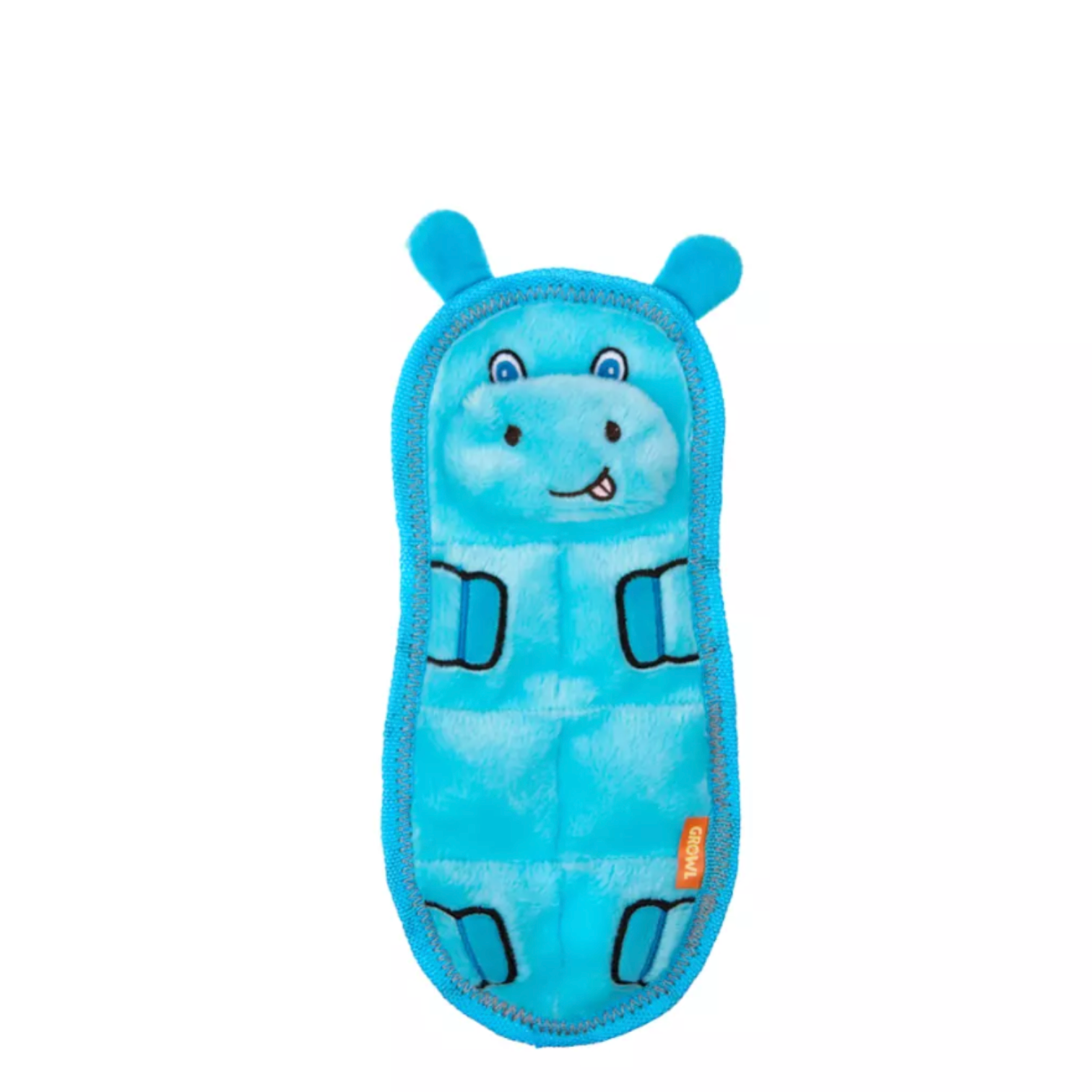 GROWL ZOO MATZ HIPPO BLUE - WYTRZYMAŁA PŁASKA ZABAWKA DLA PSA Z PISZCZAŁKAMI