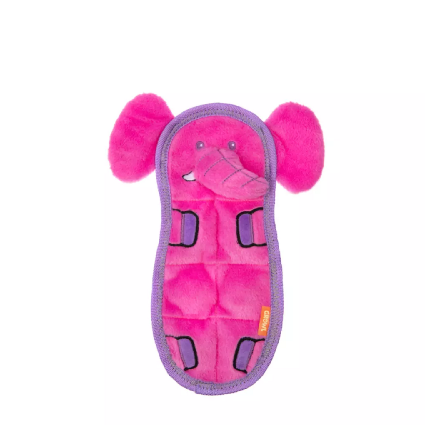 GROWL ZOO MATZ ELEPHANT PINK- WYTRZYMAŁA PŁASKA ZABAWKA DLA PSA Z PISZCZAŁKAMI