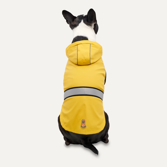 GOOEEZ REFLECTIVE HOODED RAINCOAT XS YELLOW/GREY - PŁASZCZYK DLA PSIAKA
