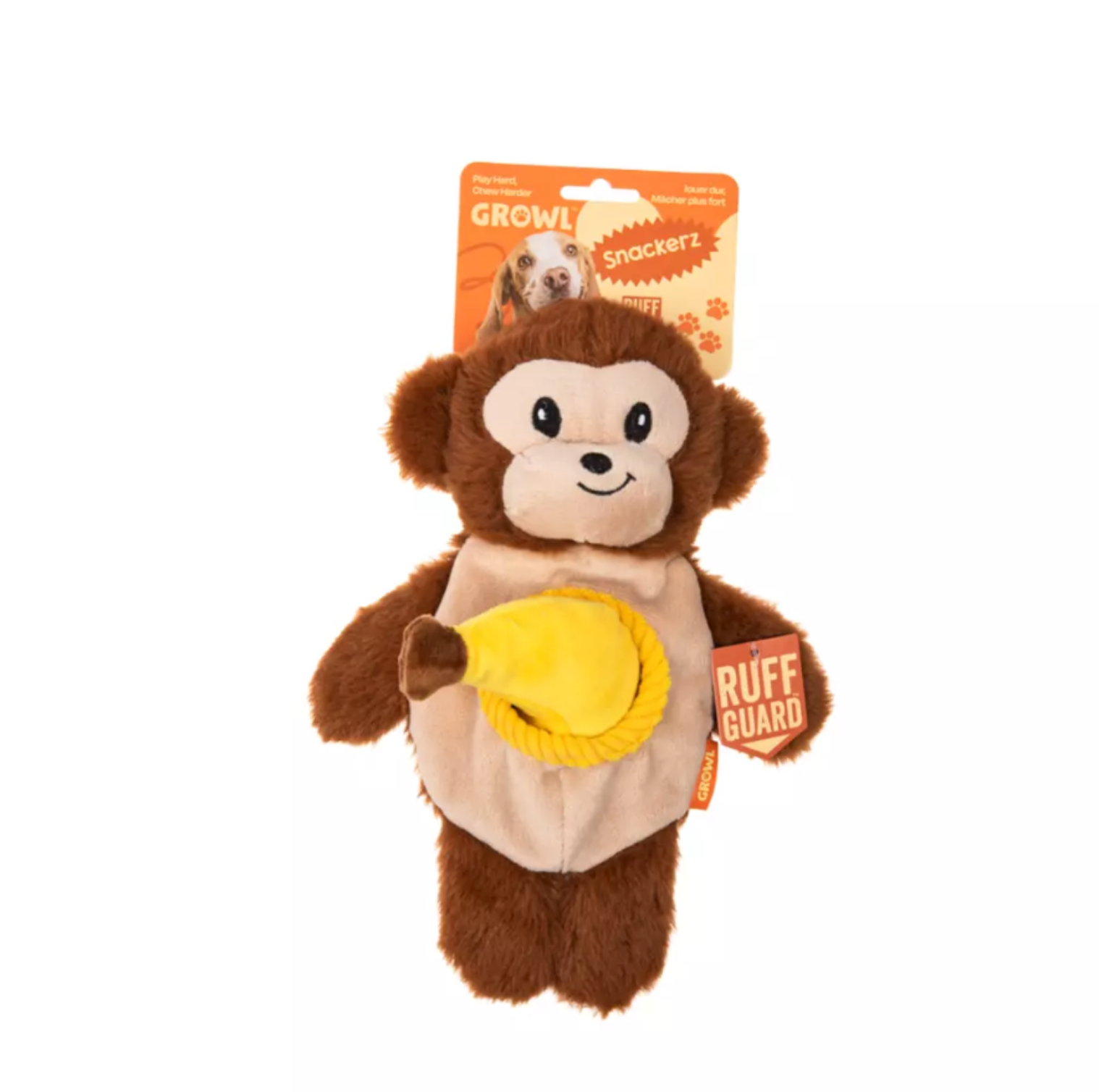 GROWL SNACKERZ MONKEY BROWN - PLUSZOWA ZABAWKA Z UKRYTĄ PRZEKĄSKĄ