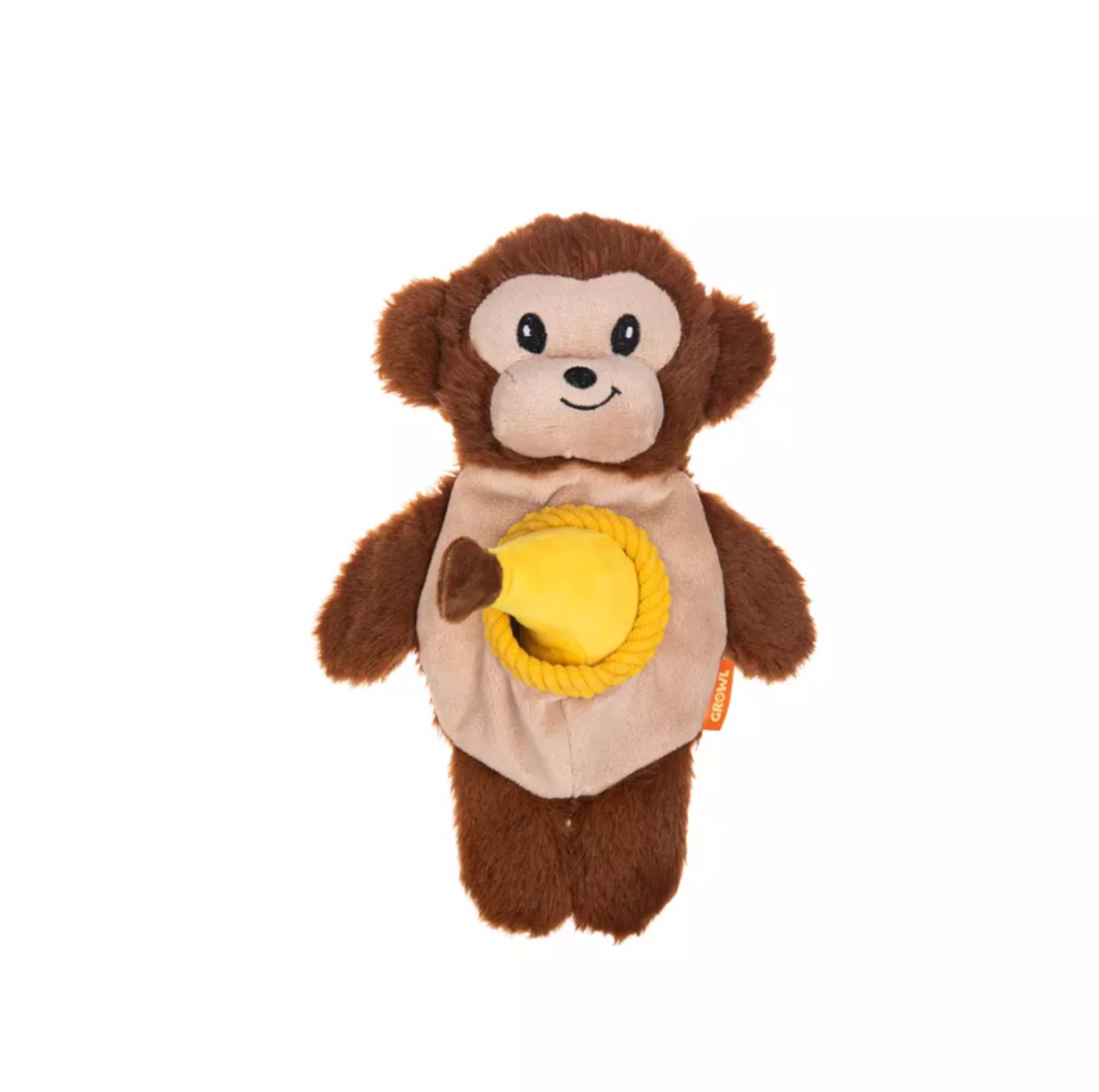 GROWL SNACKERZ MONKEY BROWN - PLUSZOWA ZABAWKA Z UKRYTĄ PRZEKĄSKĄ