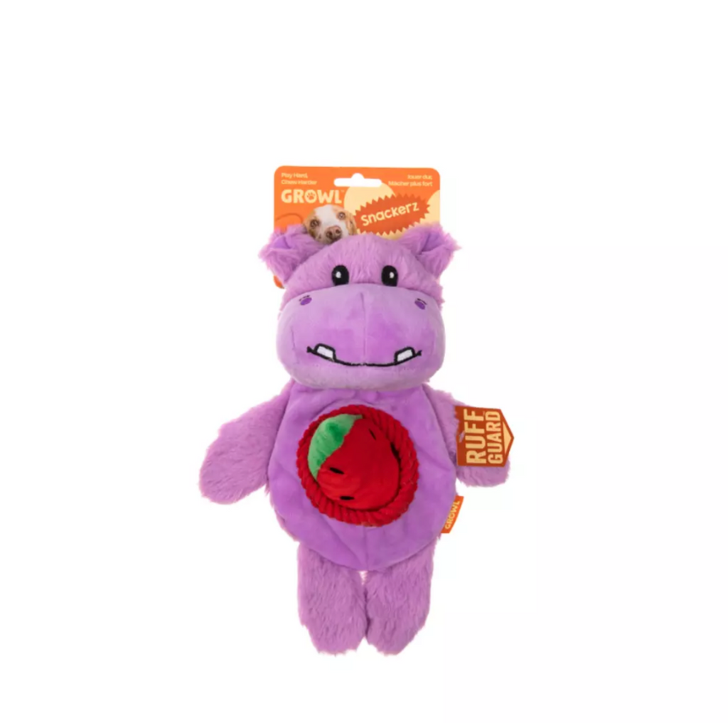 GROWL SNACKERZ HIPPO PURPLE - PLUSZOWA ZABAWKA
