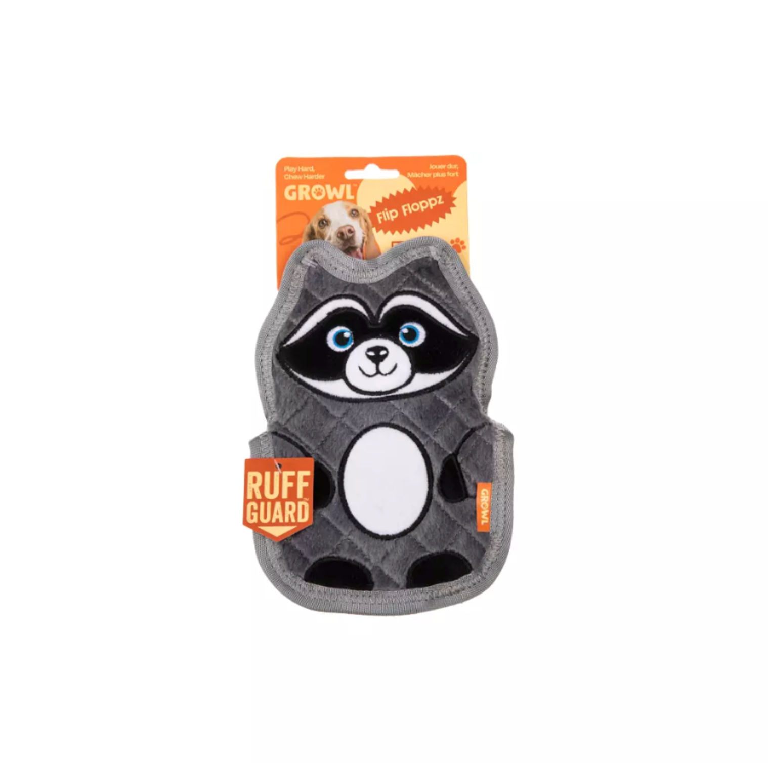 GROWL FLIP FLOPPZ RACCOON GRAY - ZABAWKA DLA PSIAKA