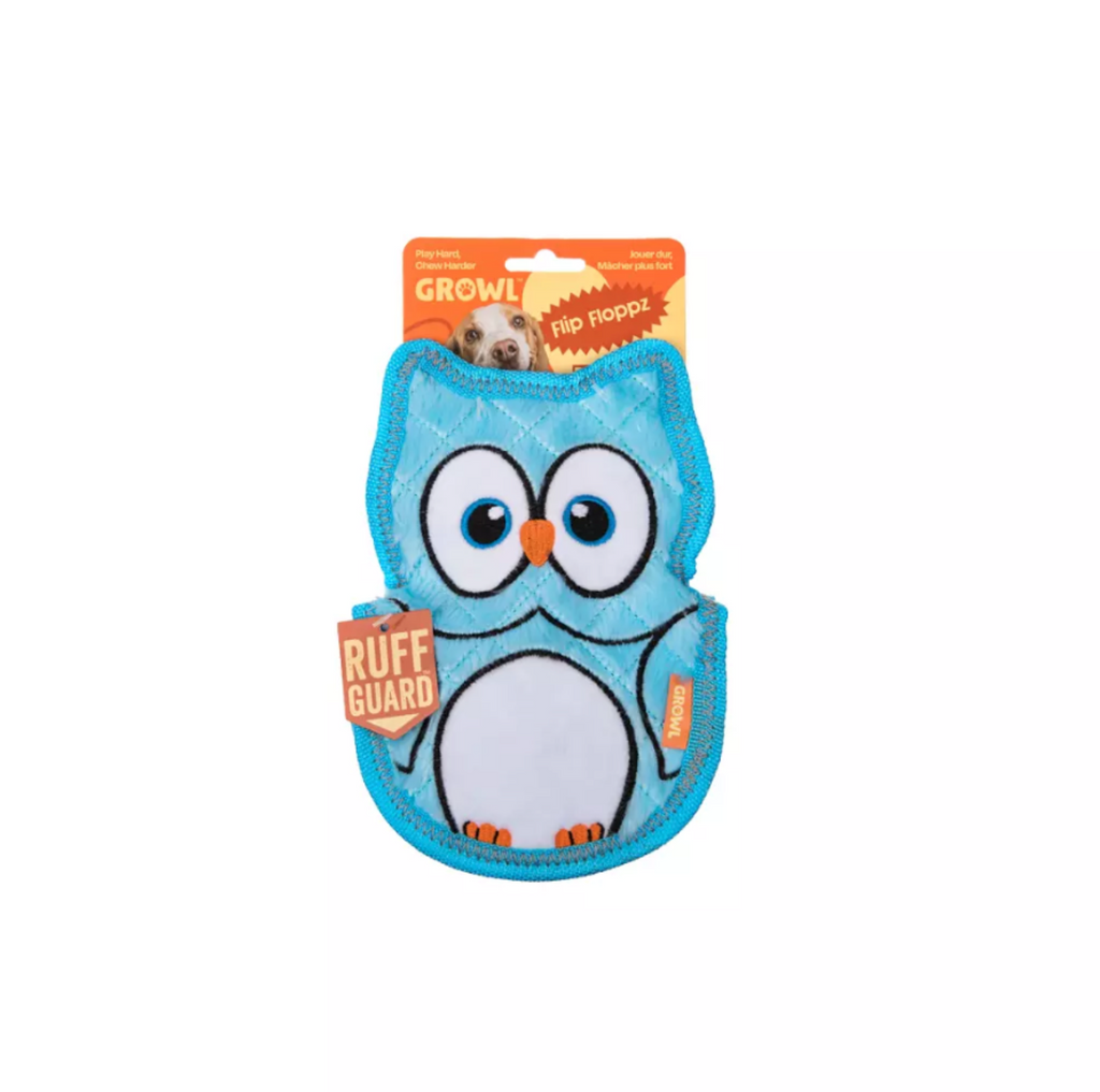GROWL FLIP FLOPPZ OWL BLUE - KOLOROWA, WYTRZYMAŁA ZABAWKA DLA PSIAKA