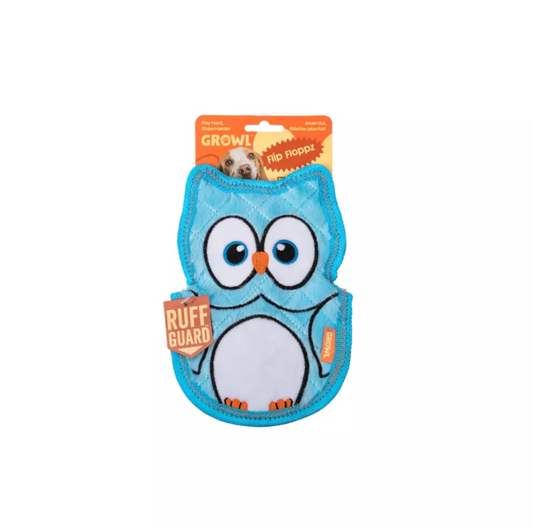 GROWL FLIP FLOPPZ OWL BLUE - KOLOROWA, WYTRZYMAŁA ZABAWKA DLA PSIAKA