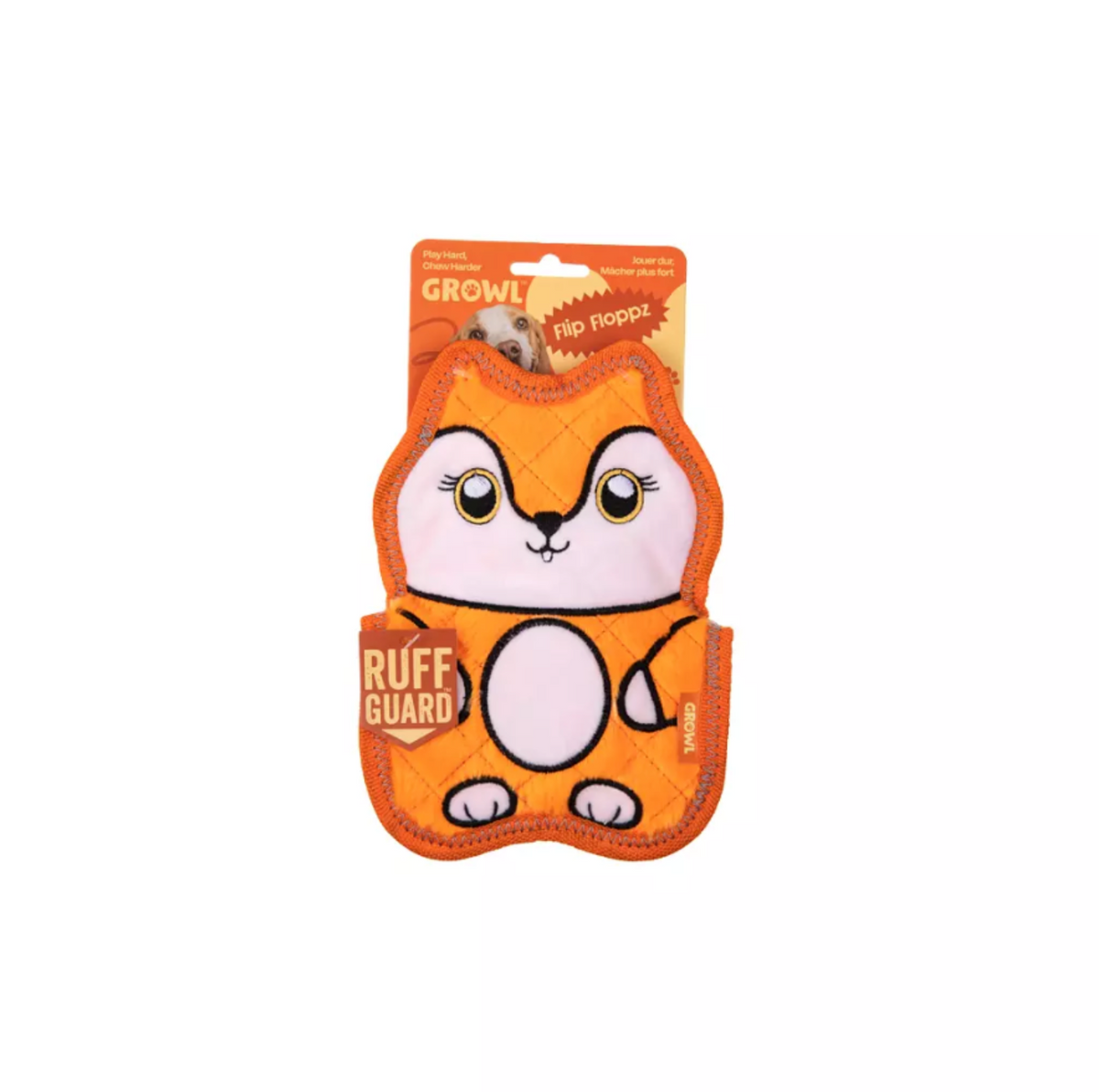 GROWL FLIP FLOPPZ FOX ORANGE - KOLOROWA, WYTRZYMAŁA ZABAWKA DLA PSIAKA