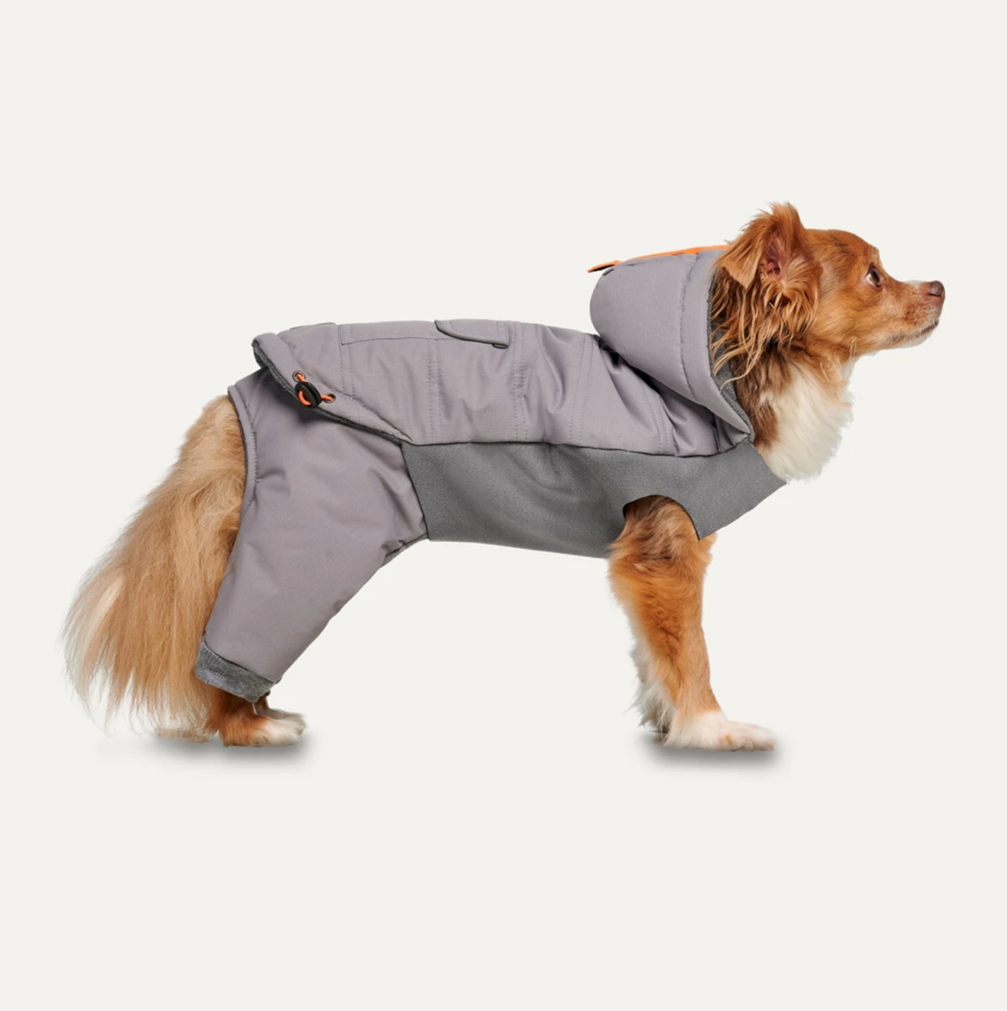 GOOEEZ HOODED FULL BODY SNOWSUIT L LIGHT GREY/GREY