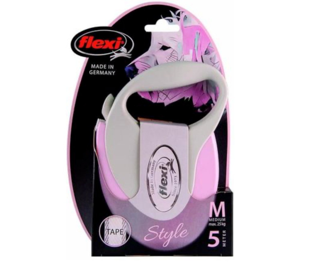 FLEXI STYLE M SMYCZ AUTOMATYCZNA TAPE 5 M SZARO/RÓŻOWA