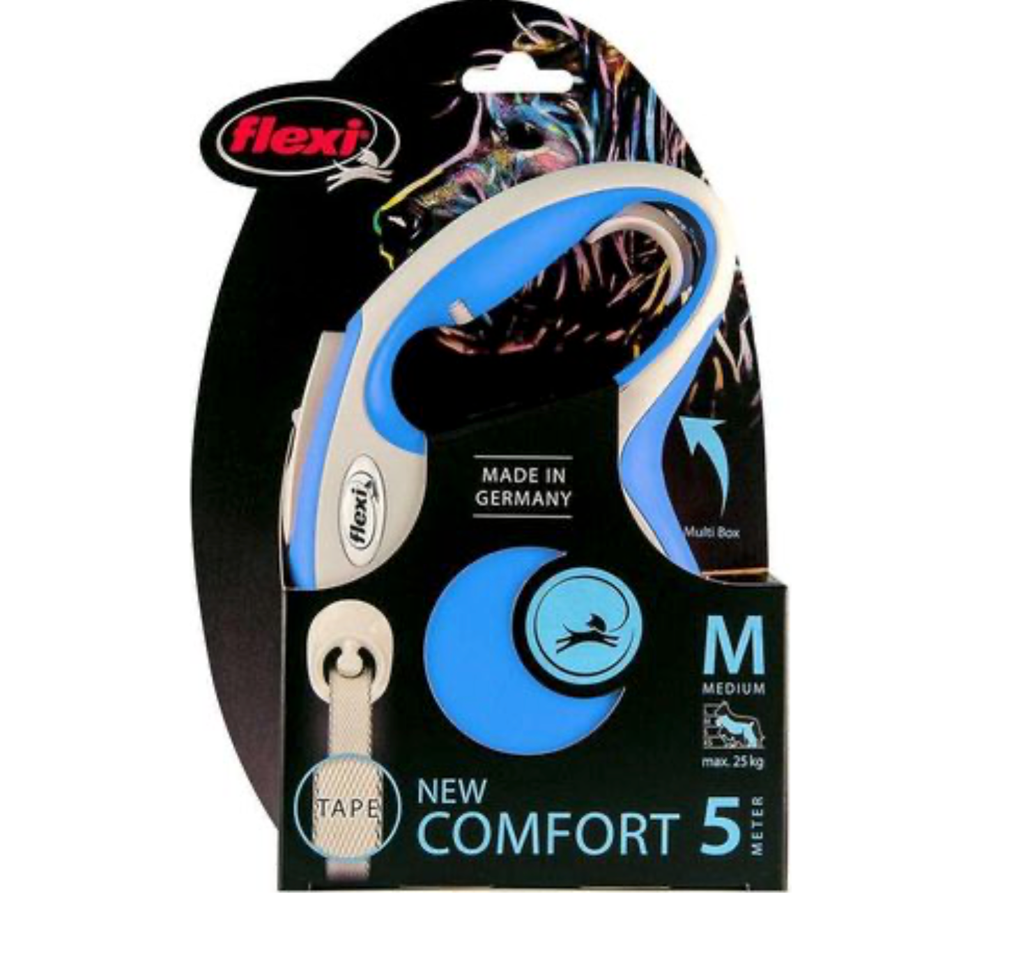 FLEXI NEW COMFORT M SMYCZ AUTOMATYCZNA TAPE 5M NIEBIESKI