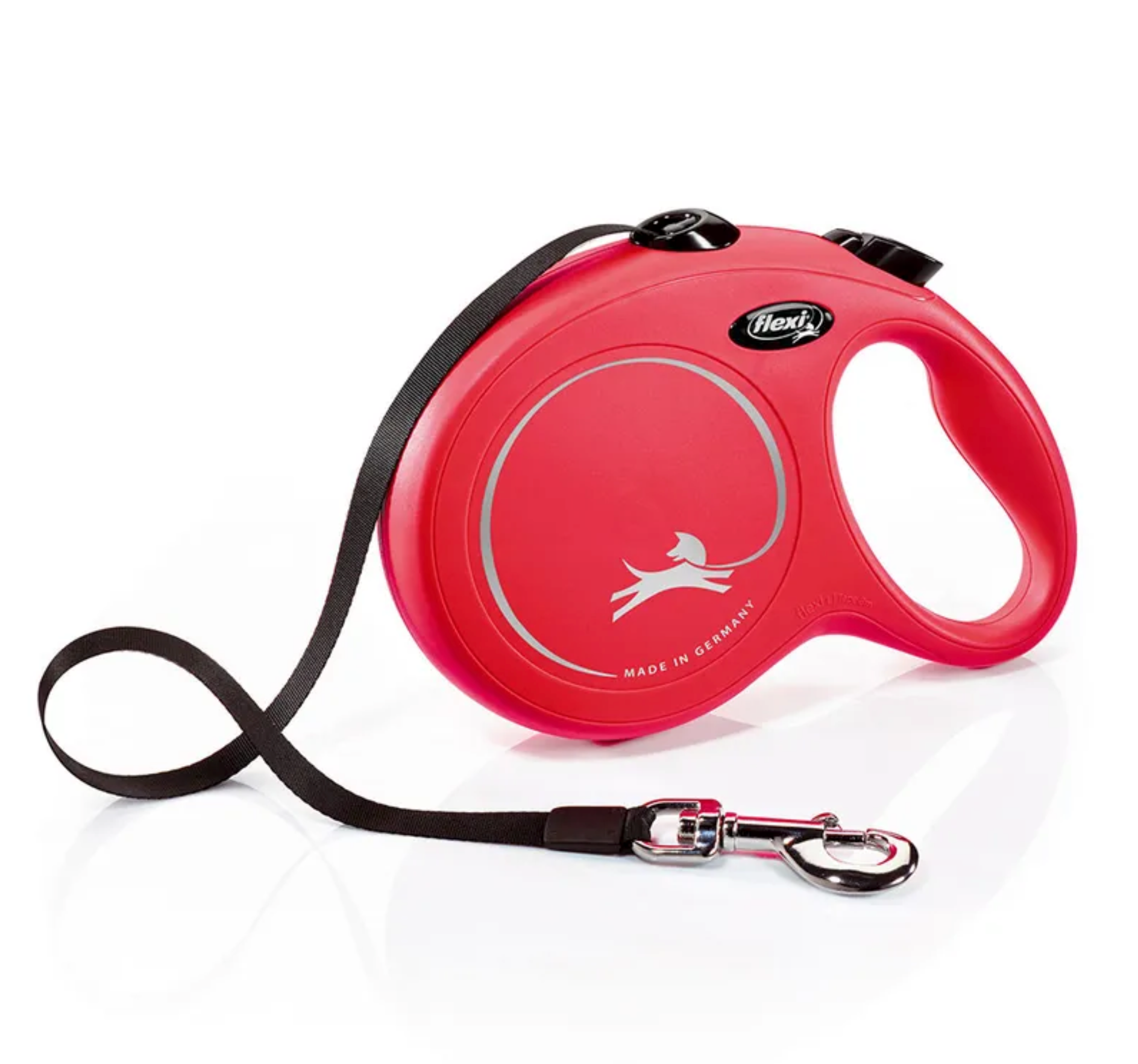 FLEXI NEW CLASSIC L SMYCZ AUTOMATYCZNA TAŚMA 8 M CZERWONA