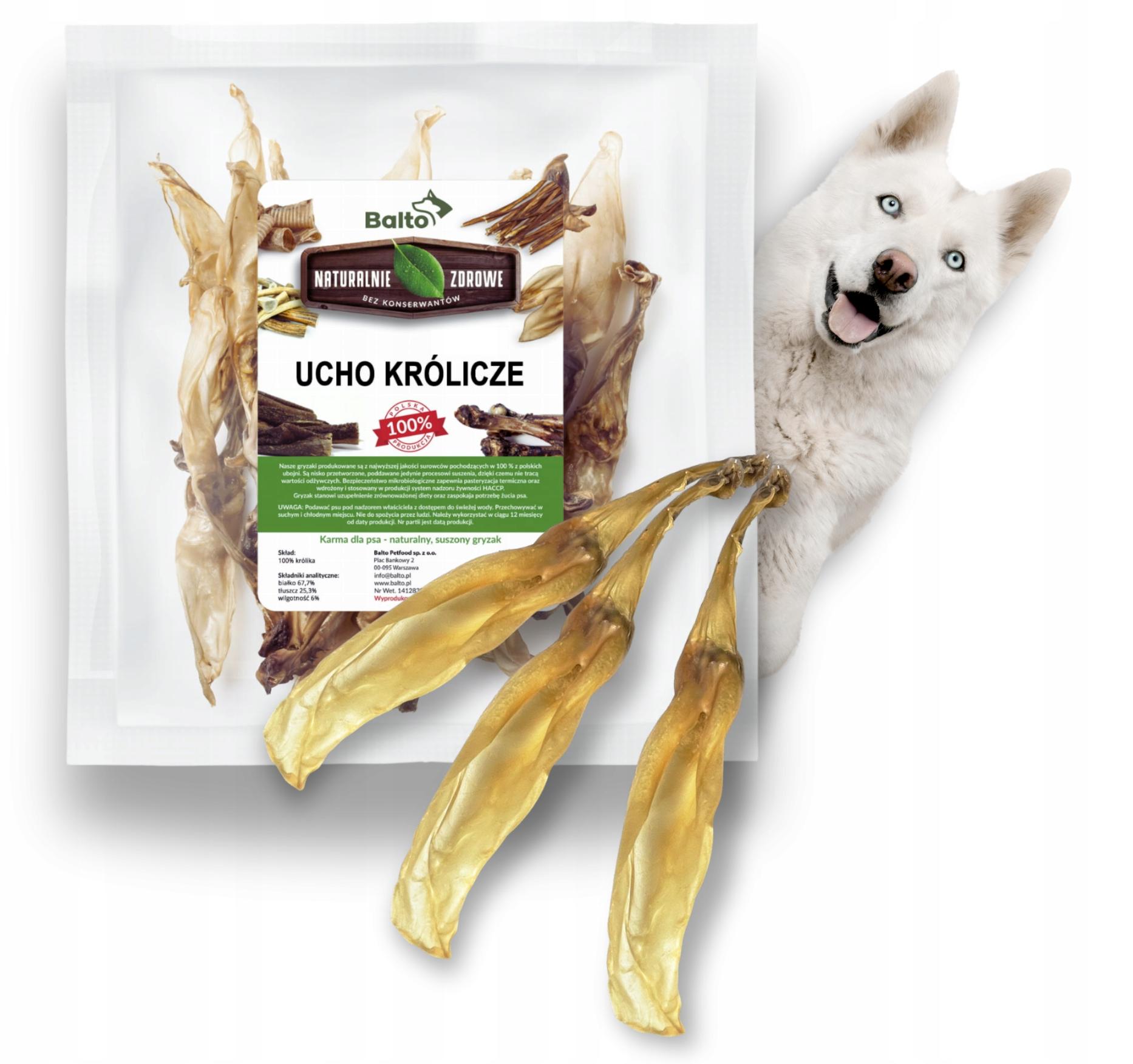 BALTO GRYZAK DLA PSA UCHO KRÓLICZE  3SZT