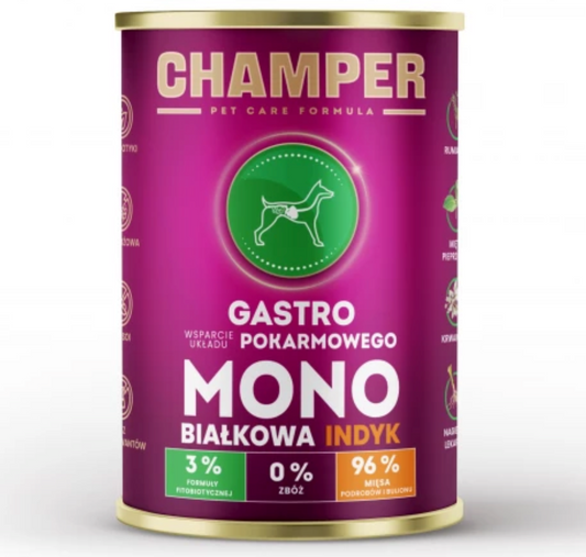 CHAMPER MOKRA KARMA DLA PSA GASTRO MONOBIAŁKOWA JAGNIĘCINA 400G
