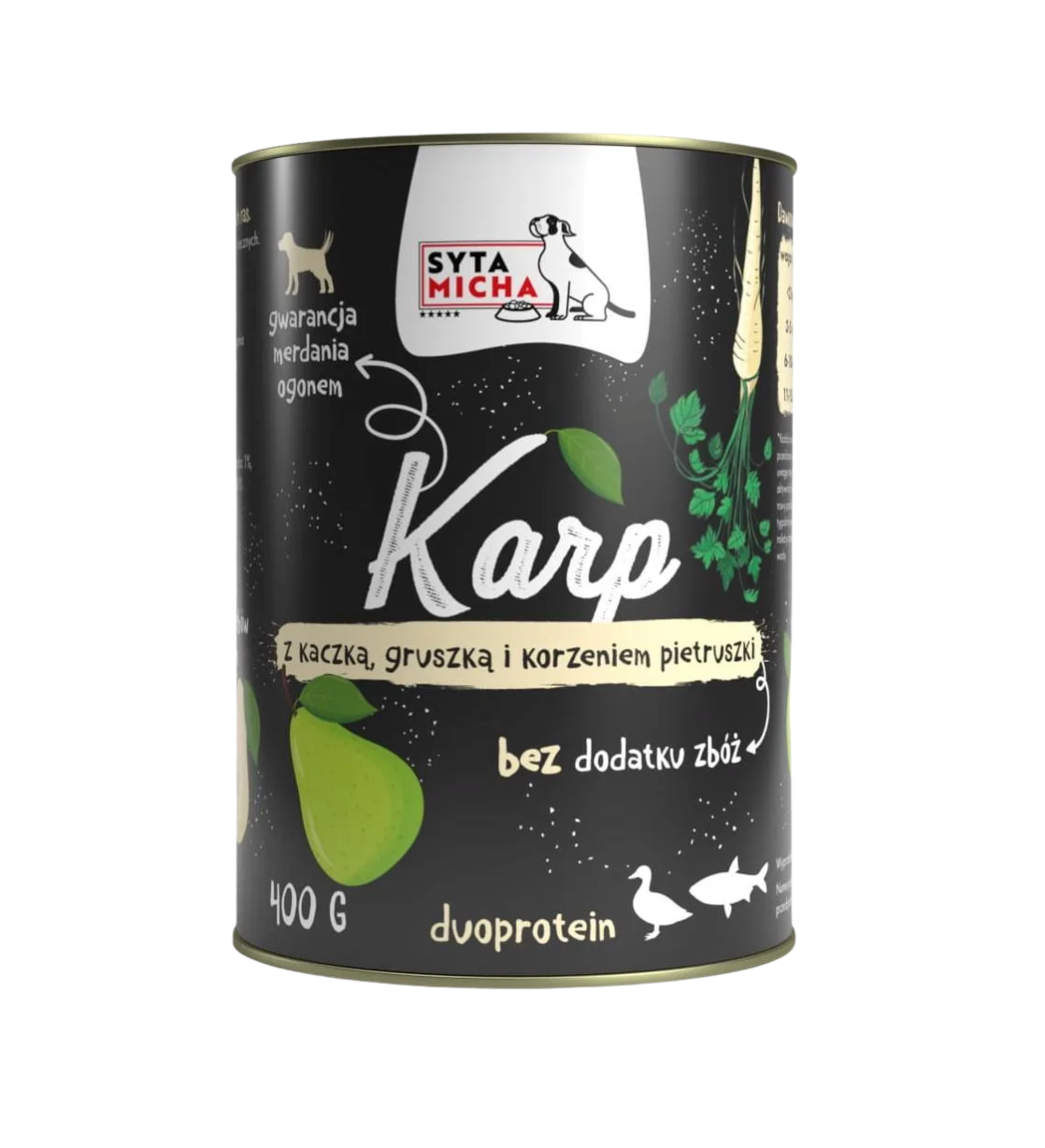 SYTA MICHA MOKRA KARMA DLA PSA KARP Z KACZKĄ, GRUSZKĄ I PIETRUSZKĄ 400G