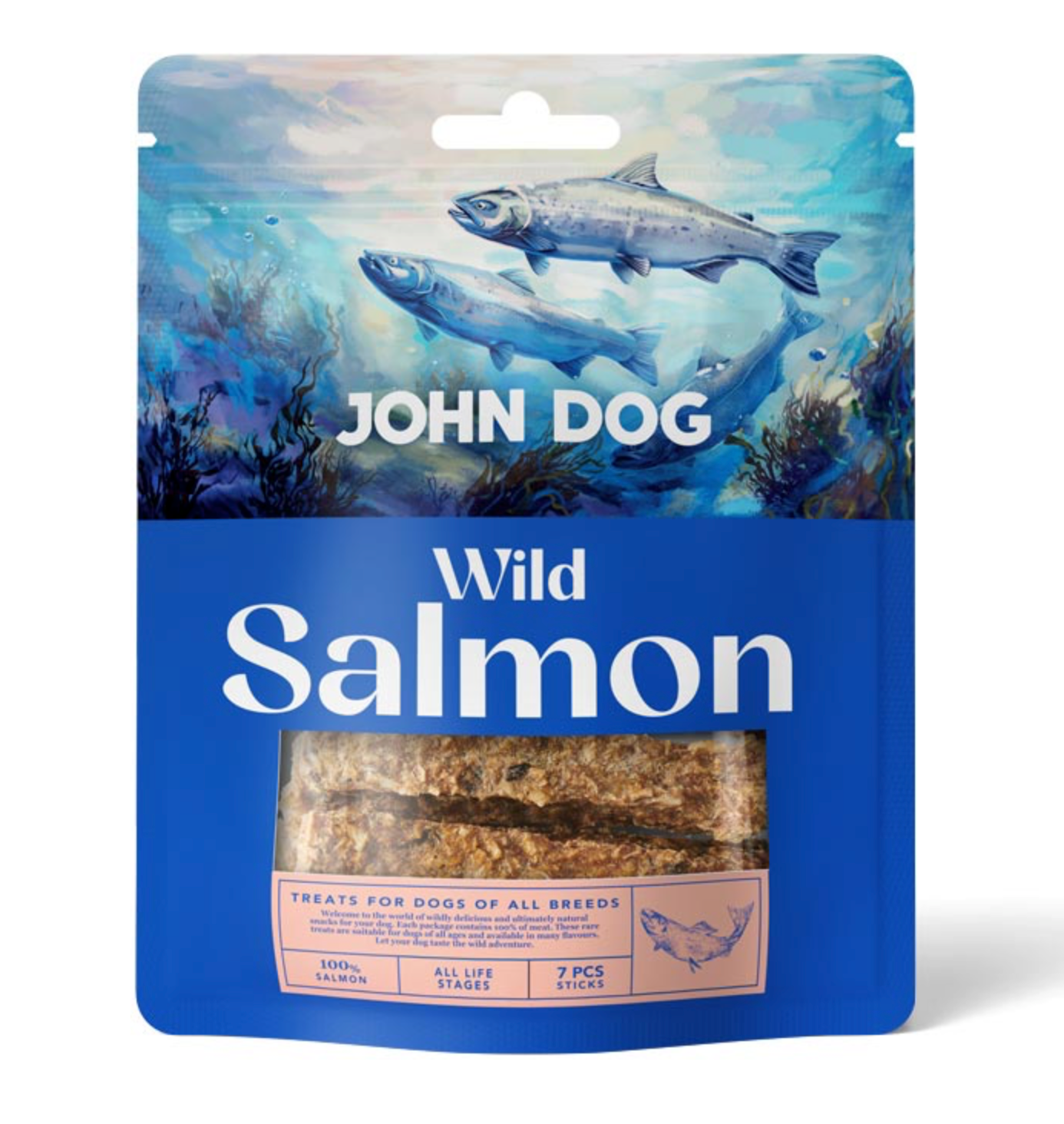 JOHN DOG WILD FISH PRZYSMAKI DLA PSA ŁOSOŚ SITCKS 7 SZT.