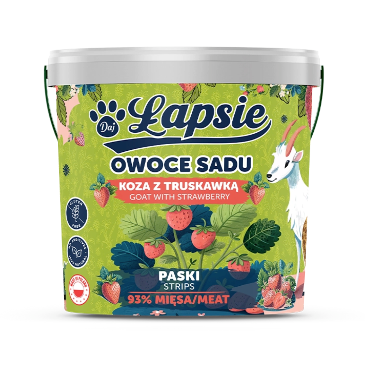 ŁAPSIE PASKI OWOCE SADU KOZA Z TRUSKAWKĄ 1 SZTUKA