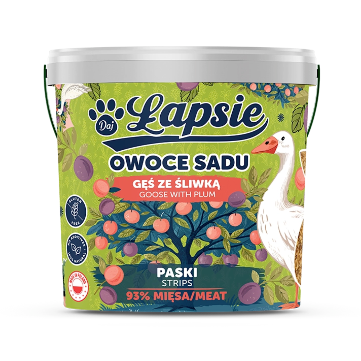 ŁAPSIE PASKI OWOCE SADU GĘŚ ZE ŚLIWKĄ 1 SZTUKA
