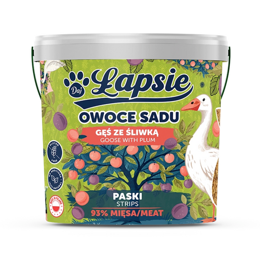 ŁAPSIE PASKI OWOCE SADU GĘŚ ZE ŚLIWKĄ 1 SZTUKA
