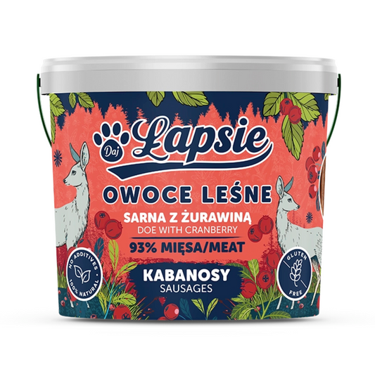ŁAPSIE OWOCE LASU KABANOSY SARNA Z ŻURAWINĄ 160G