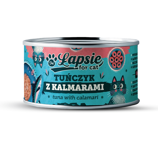 ŁAPSIE KOT TUŃCZYK Z KALMARAMI W BULIONIE 80G