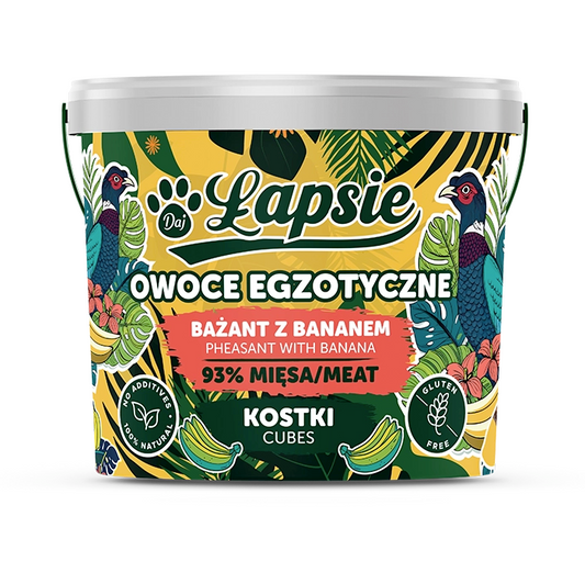 ŁAPSIE KOSTKI OWOCE EGZOTYCZNE BAŻANT Z BANANEM 160G