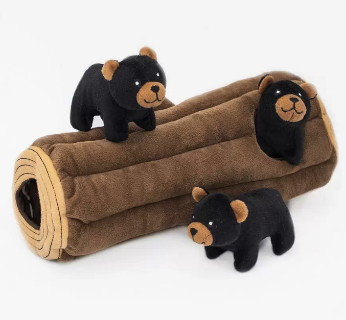 ZIPPY PAWS ZIPPY BURROW BLACK BEAR LOG