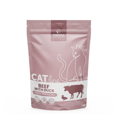 POKUSA CAT LINE SUCHA KARMA KOT WOŁOWINA Z KACZKĄ 1KG