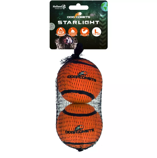 DOG COMETS STARLIGHT STAR TENNISBAL L ORANJE 2ST