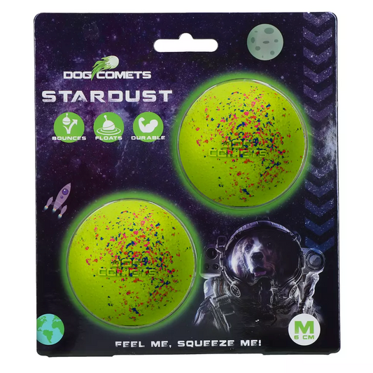 DOG COMETS BALL STARDUST GREEN M 2-PACK