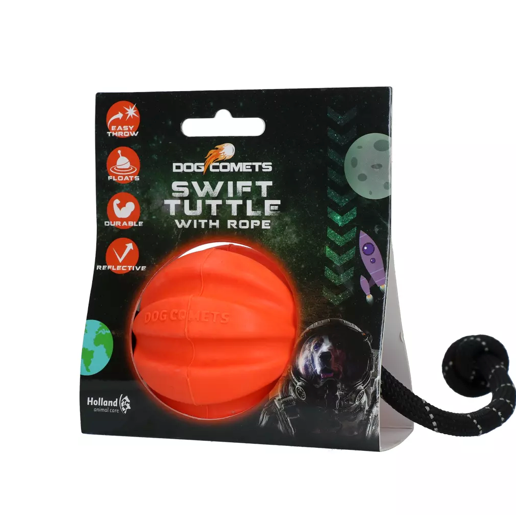 DOG COMETS BALL METEORITE ORANGE WITH ROPE