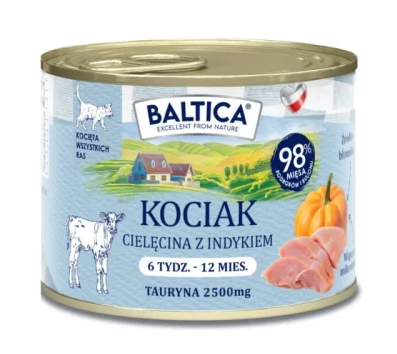 BALTICA KARMA MOKRA KOCIAK CIELĘCINA Z INDYKIEM 185G
