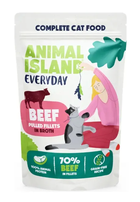 ANIMAL ISLAND MOKRA KARMA KOT EVERYDAY KURCZAK 2SZT WOŁOWINA 2SZT 4X 85G