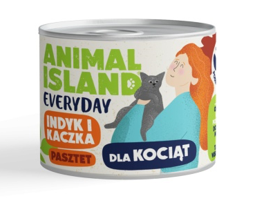 ANIMAL ISLAND MOKRA KARMA KOT EVERYDAY KITTEN INDYK Z KACZKĄ 185G