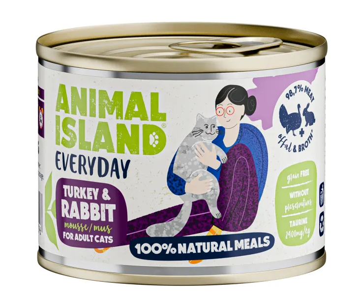 ANIMAL ISLAND MOKRA KARMA KOT EVERYDAY INDYK KRÓLIK 200G
