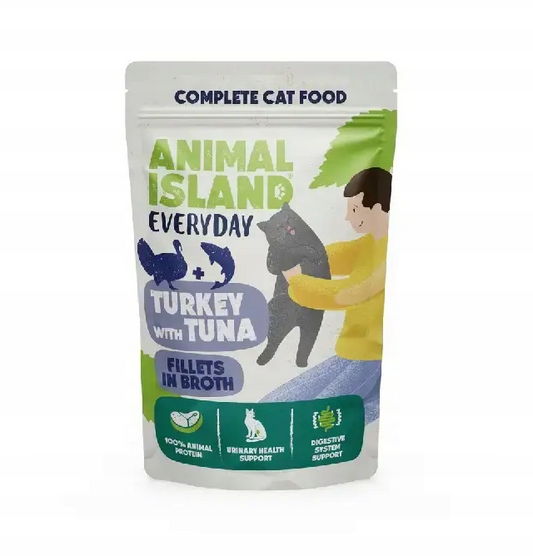 ANIMAL ISLAND EVERYDAY FILLETS IN BROTH MK KOT TURKEY WITH TUNA 85G
