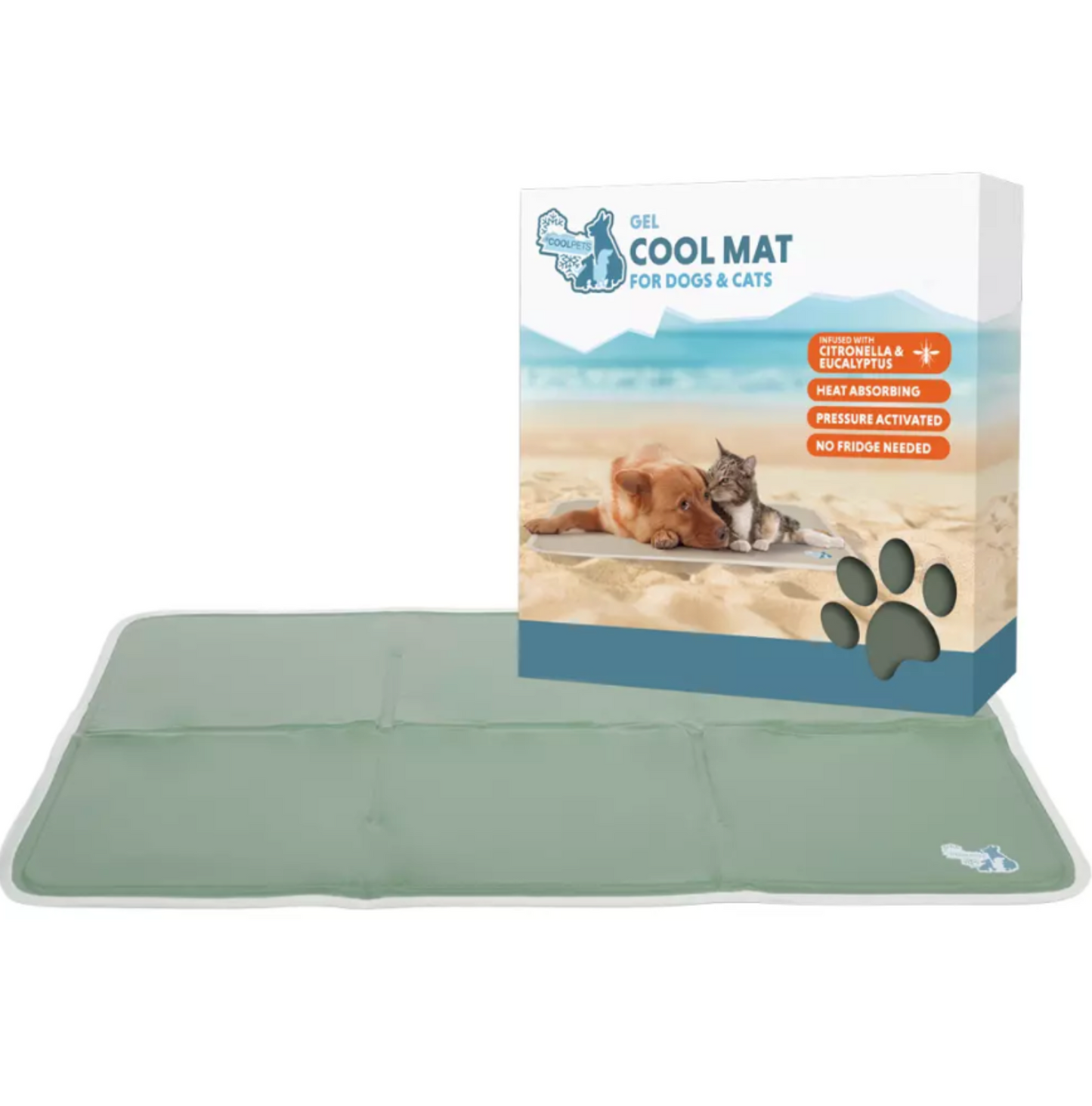 COOLPETS PREMIUM SOLID GEL COOLMAT, OLIVE GREEN, XL