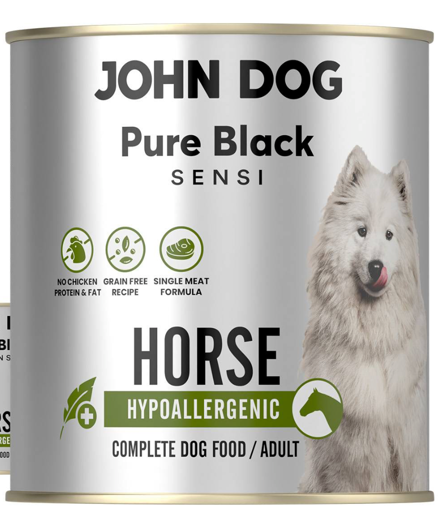 JOHN DOG PURE BLACK SENSI MOKRA KARMA PIES HYPOALLERGENIC HORSE 800G