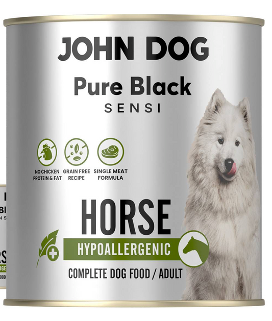 JOHN DOG PURE BLACK SENSI MOKRA KARMA PIES HYPOALLERGENIC HORSE 800G