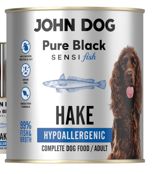 JOHN DOG PURE BLACK SENSI FISH MOKRA KARMA PIES HYPOALLERGENIC MORSZCZUK 800G