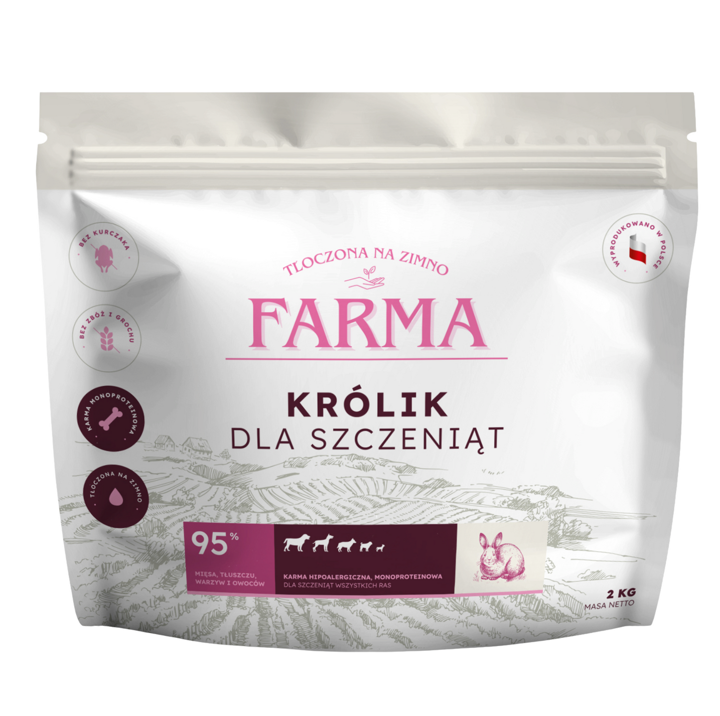FARMA SUCHA KARMA SZCZENIAK KRÓLIK TŁOCZONA NA ZIMNO 2KG