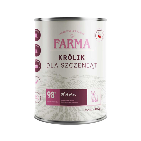 FARMA MOKRA KARMA SZCZENIAK SELECT KRÓLIK 400G