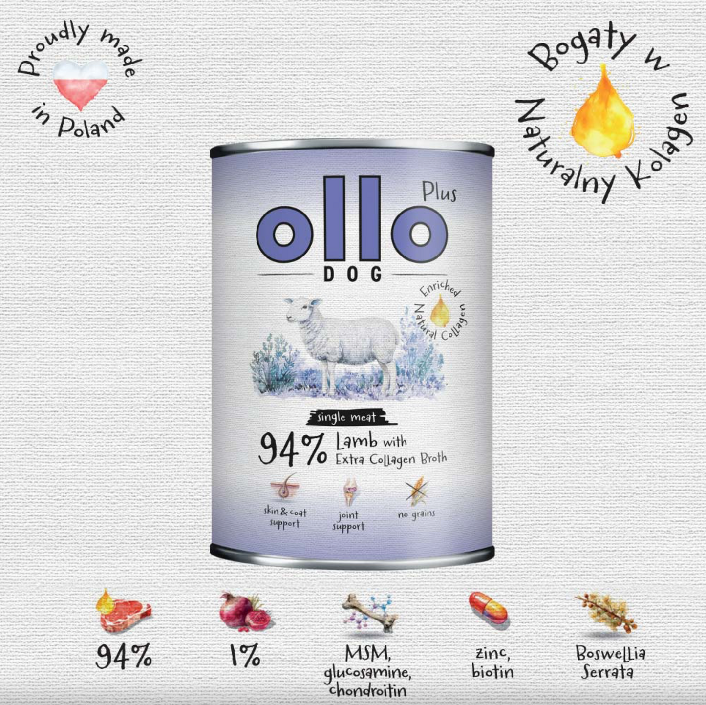 OLLO PLUS KOLAGEN MOKRA KARMA PIES JAGNIĘCINA 800G