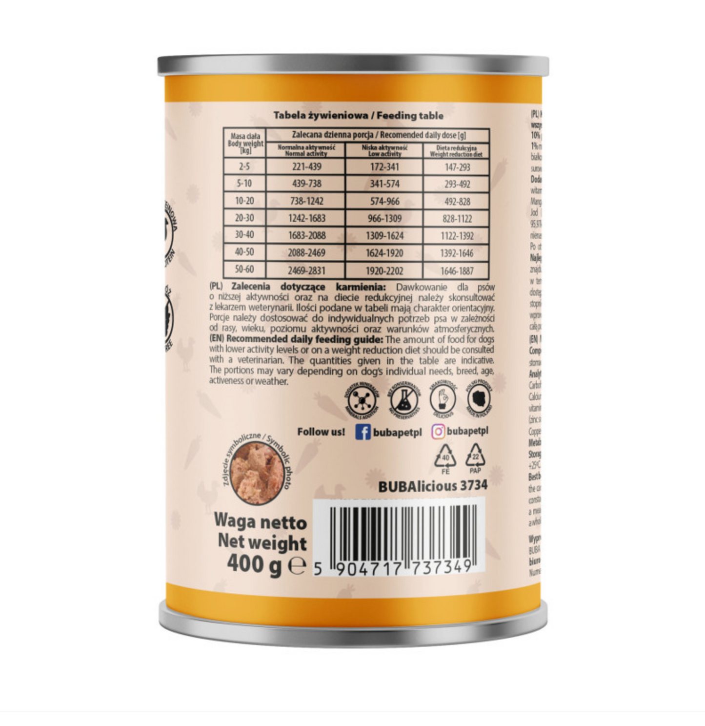 BUBA BUBALICIOUS LIGHT MOKRA KARMA DLA PSA INDYK 400G