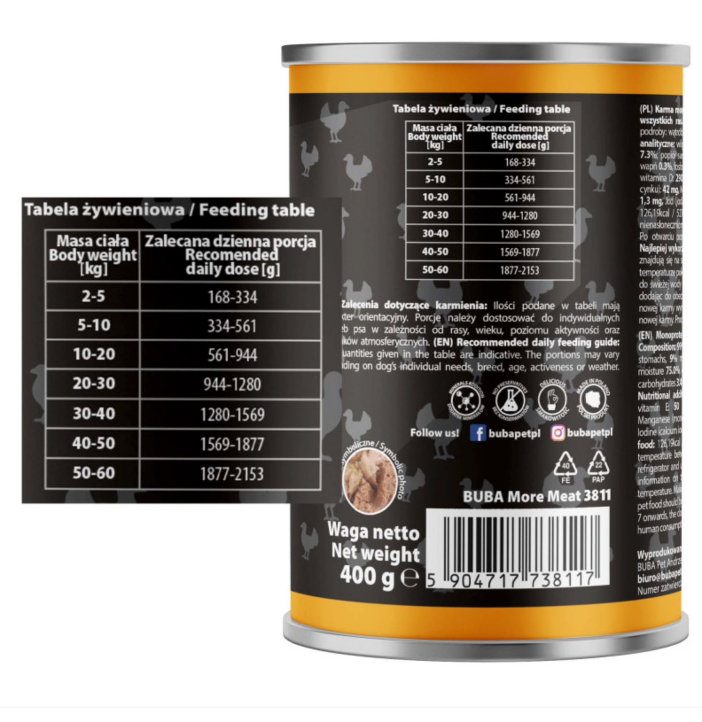 BUBA BUBALICIOUS MONO PURE MOKRA KARMA DLA PSA INDYK 400G