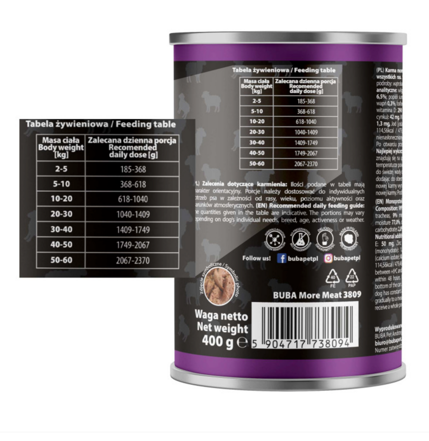 BUBA BUBALICIOUS MONO PURE MOKRA KARMA DLA PSA JAGNIĘCINA 400G