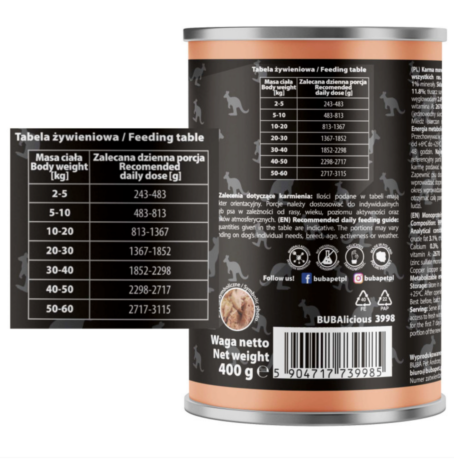 BUBA BUBALICIOUS MONO PURE MOKRA KARMA DLA PSA KANGUR 400G
