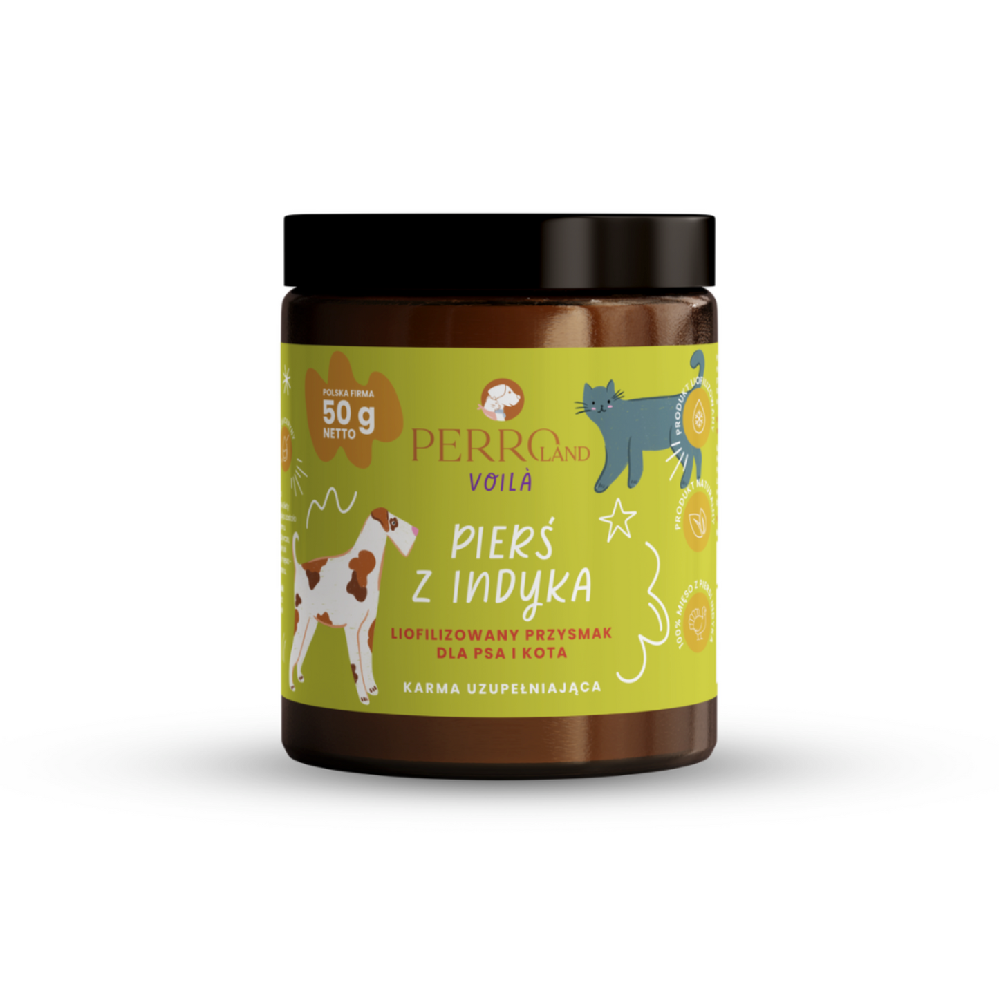 PERRO VOILA PIERŚ Z INDYKA 50G - LIOFILIZOWANY PRZYSMAK DLA PSA I KOTA